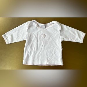 Kissy Kissy Long Sleeve Shirt with Heart Detail , Size 0-3 months